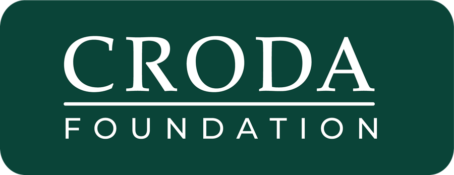 Croda Foundation logo in white on a green background